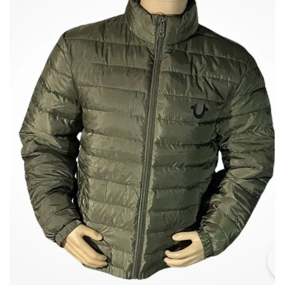 True Religion  Olive Green Puffer Lightweight Puffer Jacket Size XL